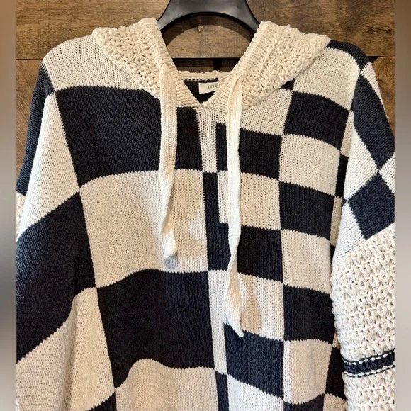 NWOT Mello Brand Hooded Checkered Sweater Sz L - Picture 10 of 16